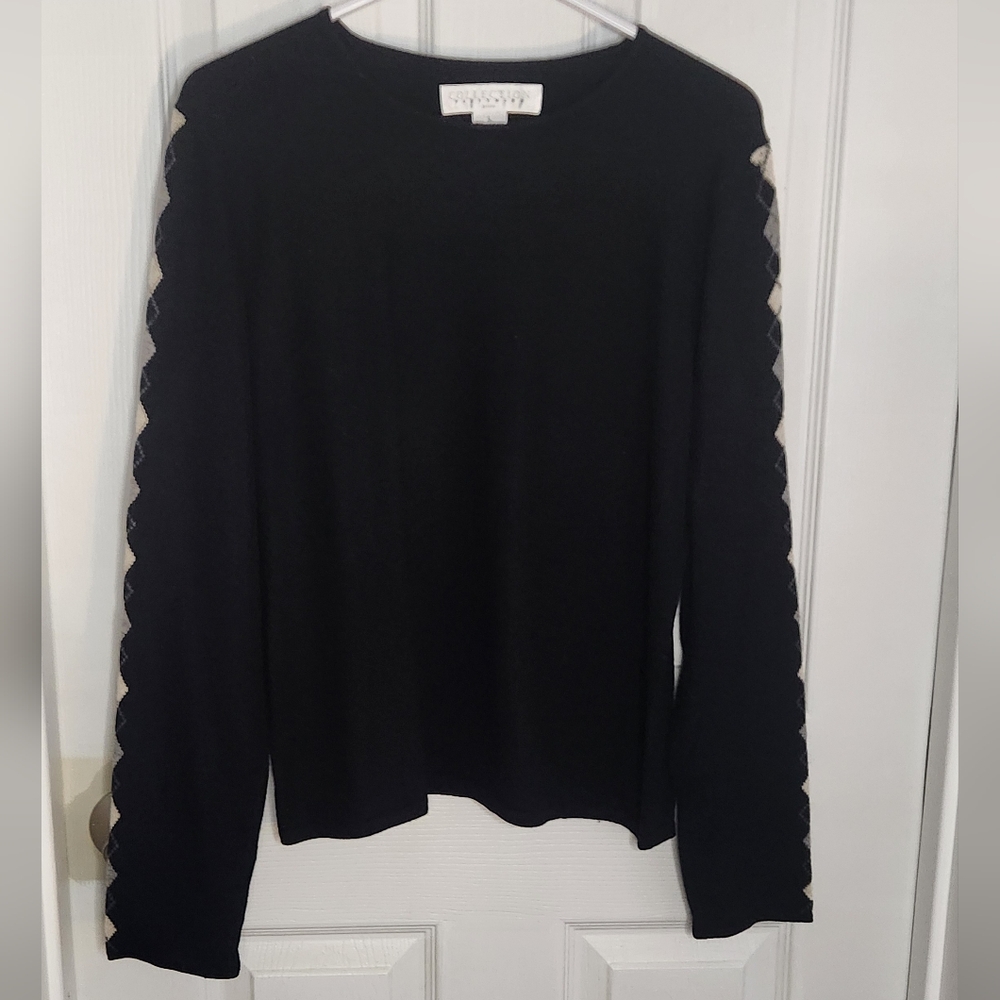 Black Cashmere Sweater with Arm Details